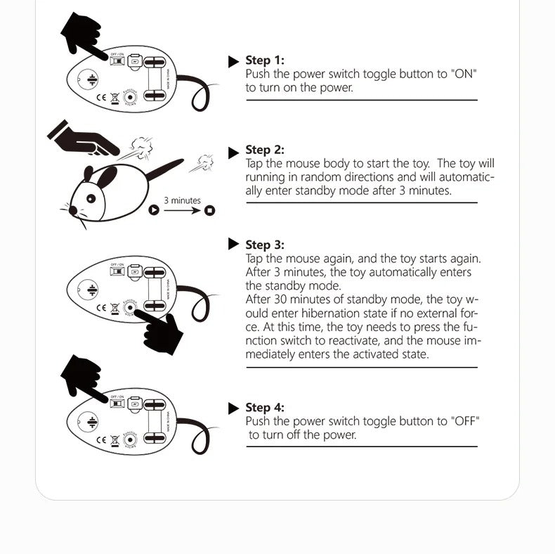 Beige Interactive Cat Toy Squeaky Moving Mouse with Dynamic Wiggling Tail, USB Rechargeable Automatic Self-Play Mouse for Indoor Cats and Kittens, Electric Motion-Activated Pet Toy