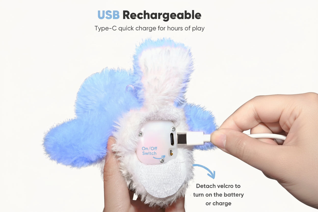 Blue Interactive Cat Toy Flapping Bird for Indoor Cats, Rechargeable Touch-Activated Kitten Toy with Catnip, Motorized Bird Toy for All Breeds