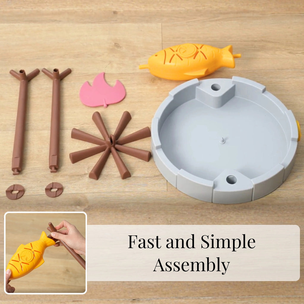 Interactive Cat Treat-Dispensing Puzzle Toy, Rotating Grilled Fish Design for Indoor Cats