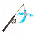 Interactive Cat Feather Wand Toy with Fish-Shaped Teaser, Telescopic Fishing Rod Design, Random Color