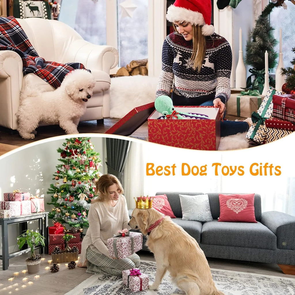 Green Octopus Interactive Pet Toy for Cats and Dogs, Durable Chew Resistant Tentacle Plush Toy for Indoor Play and Training