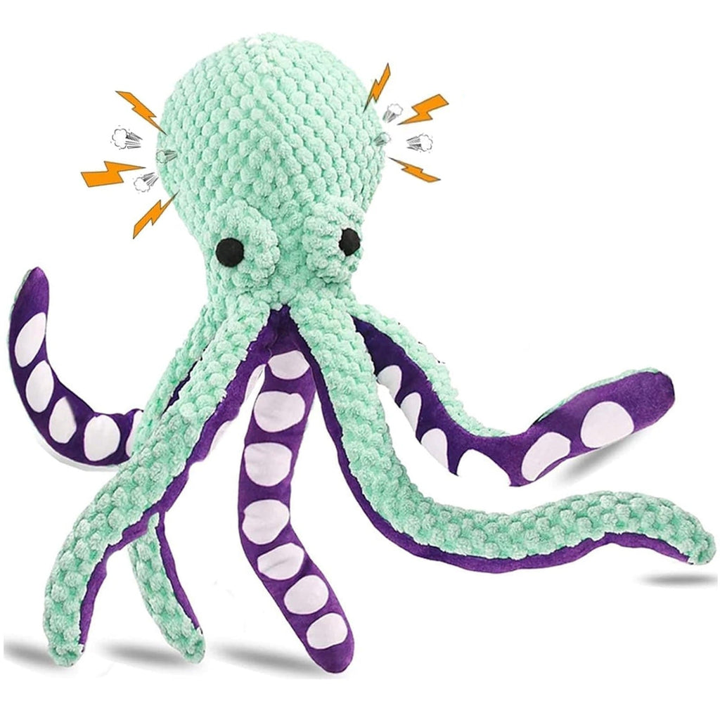 Green Octopus Interactive Pet Toy for Cats and Dogs, Durable Chew Resistant Tentacle Plush Toy for Indoor Play and Training
