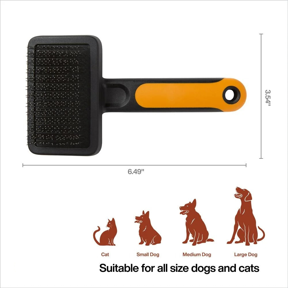 Gentle Slicker Brush for Cats and Dogs Shedding Removal with Curved Head Design