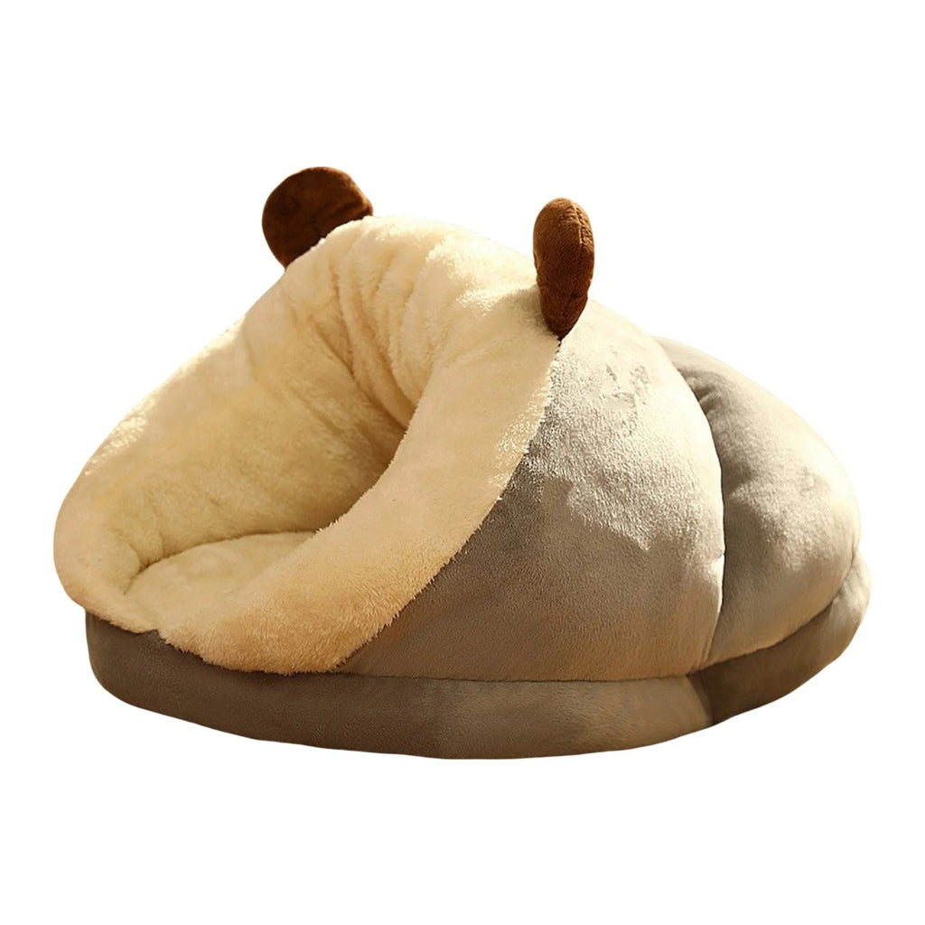 Indoor Cat Cave Bed for Medium and Large Cats, Soft Plush Cushion Cozy Self-Warming Pet Bed - Gray
