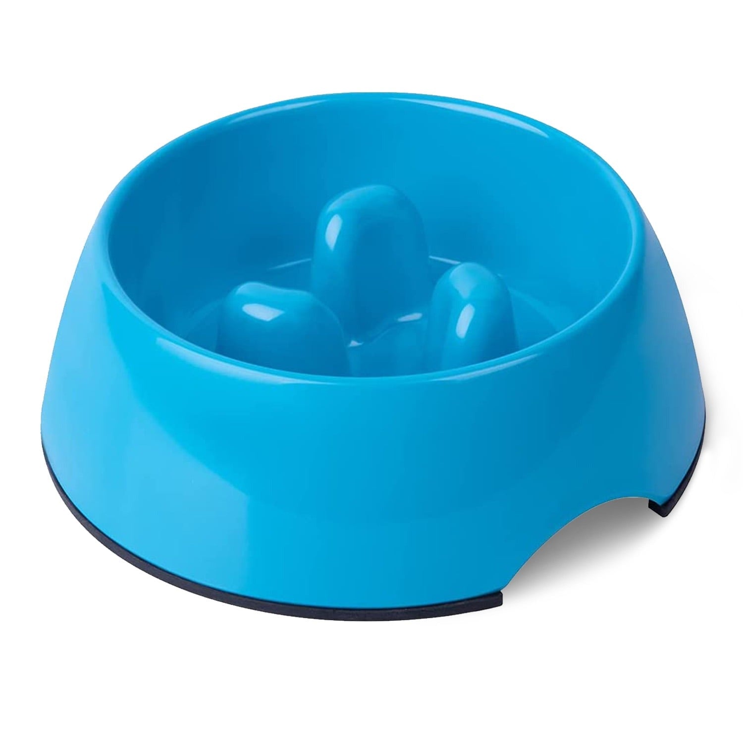 Blue Slow Feeder Dog Bowl Anti Gulping Puzzle Design for Small and Medium Dogs