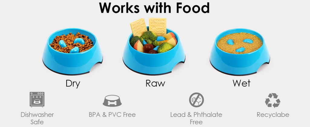 Blue Slow Feeder Dog Bowl Anti Gulping Puzzle Design for Small and Medium Dogs