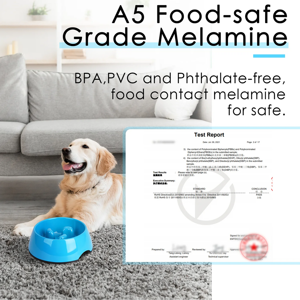 Blue Slow Feeder Dog Bowl Anti Gulping Puzzle Design for Small and Medium Dogs