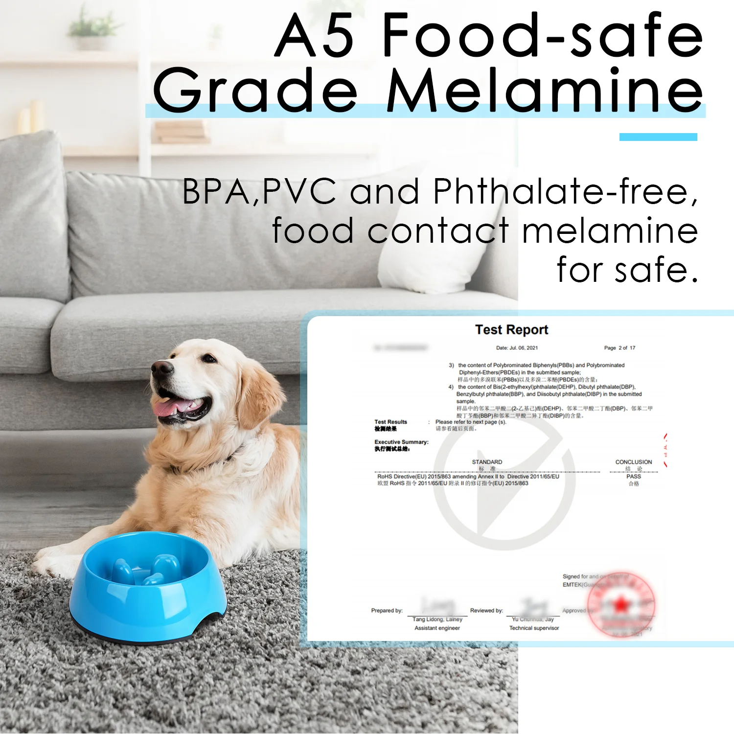 Blue Slow Feeder Dog Bowl Anti Gulping Puzzle Design for Small and Medium Dogs