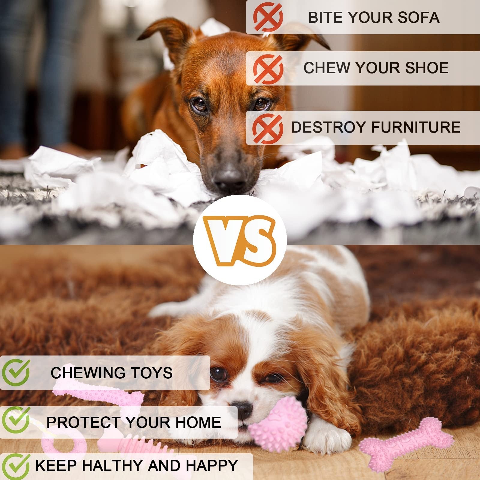 Pink Puppy Chew Toys 6 Pack for Small Dogs Soft Durable Interactive Teething Set