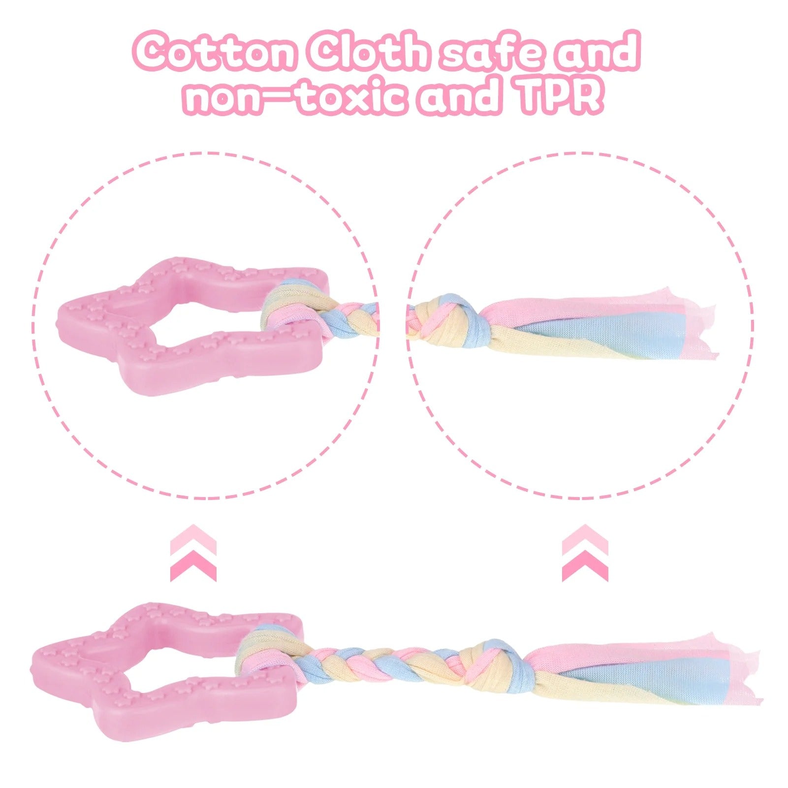 Pink 5 Pack Puppy Chew Toys for Small Dogs Interactive Teething Rubber and Plush Squeaky Dog Toy Set