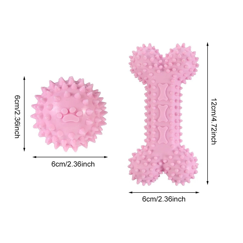 Pink 7 Pack Puppy Chew Toys for Small Dogs Interactive Teething Rubber and Rope Toys for Gum Massage and Dental Care