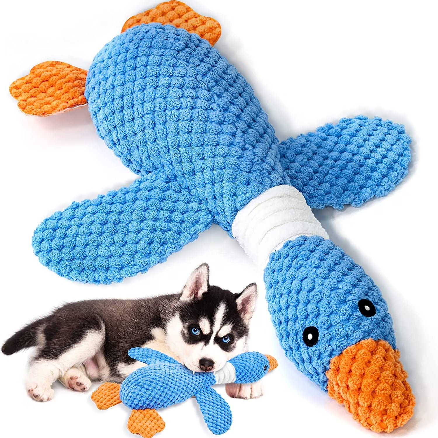 Plush Goose Interactive Dog Toy for Small Medium Large Dogs Crinkle Squeaky Chew Toy for Teething Puppies