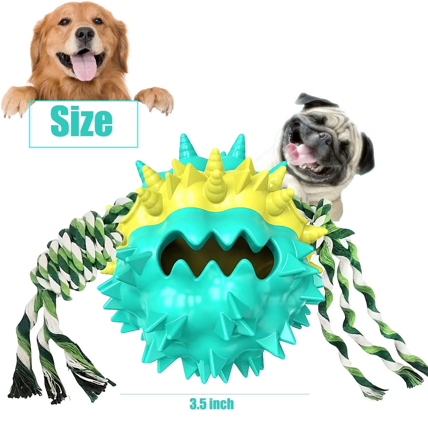 Blue Dog Chew Ball for Aggressive Chewers Interactive Teething and Squeaky Toy for Small Medium Large Dogs