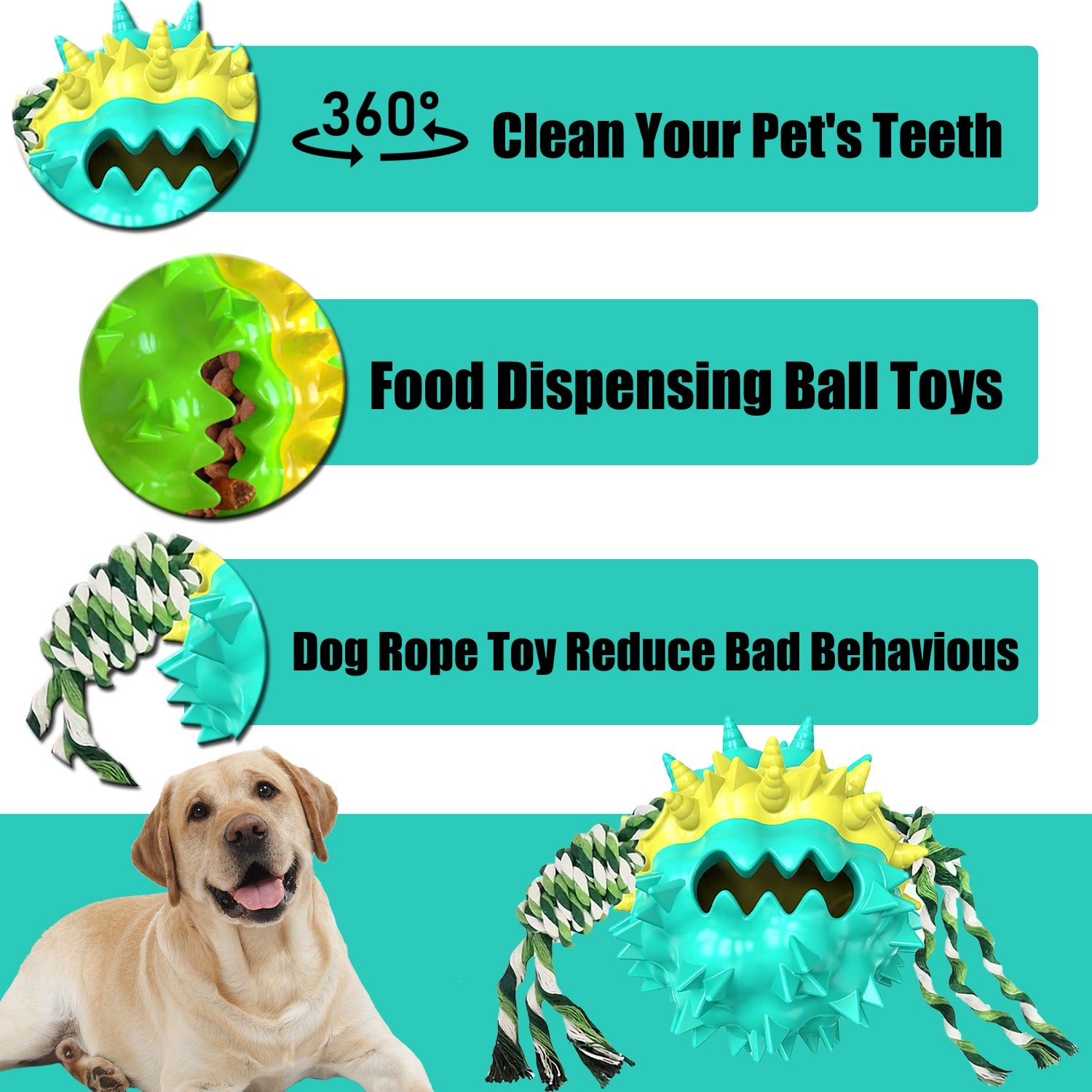Blue Dog Chew Ball for Aggressive Chewers Interactive Teething and Squeaky Toy for Small Medium Large Dogs
