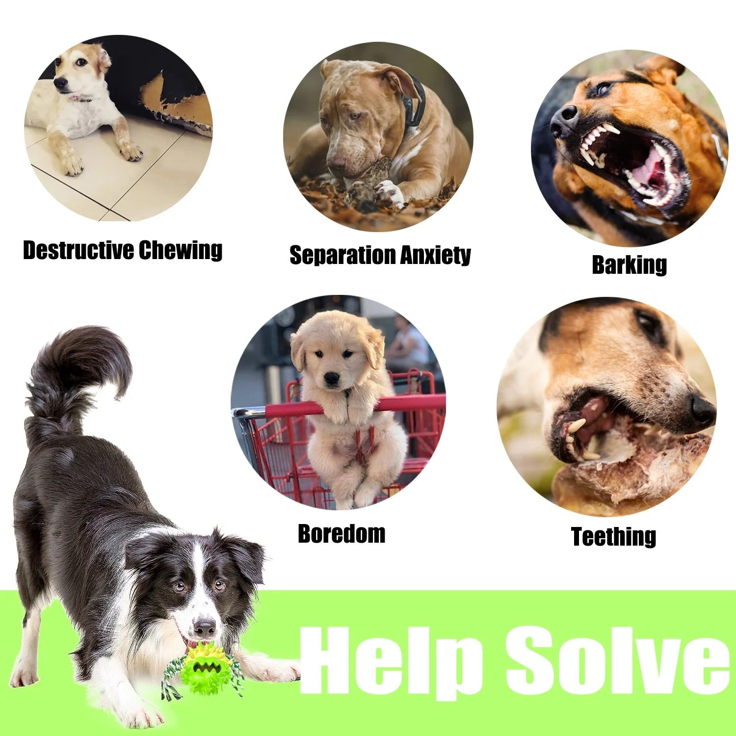 Green Dog Chew Ball for Aggressive Chewers Interactive Teething and Squeaky Toy for Small Medium Large Dogs