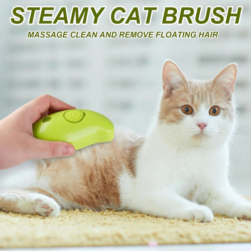 3-in-1 Steam Cat Grooming Brush, Self-Cleaning Pet Hair Removal Tool, Multifunctional Cat and Dog Massaging Hair Comb