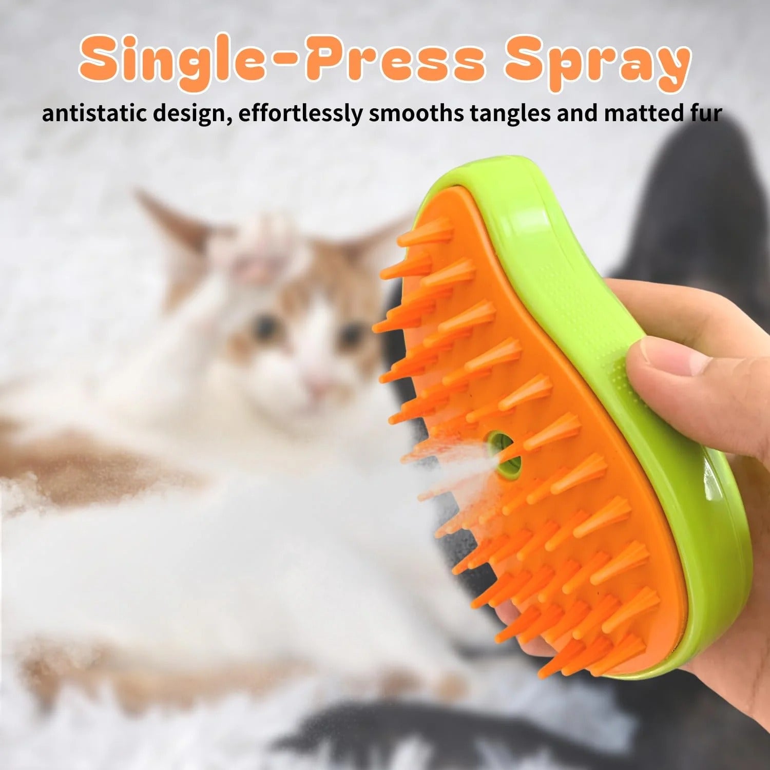 3-in-1 Steam Cat Grooming Brush, Self-Cleaning Pet Hair Removal Tool, Multifunctional Cat and Dog Massaging Hair Comb