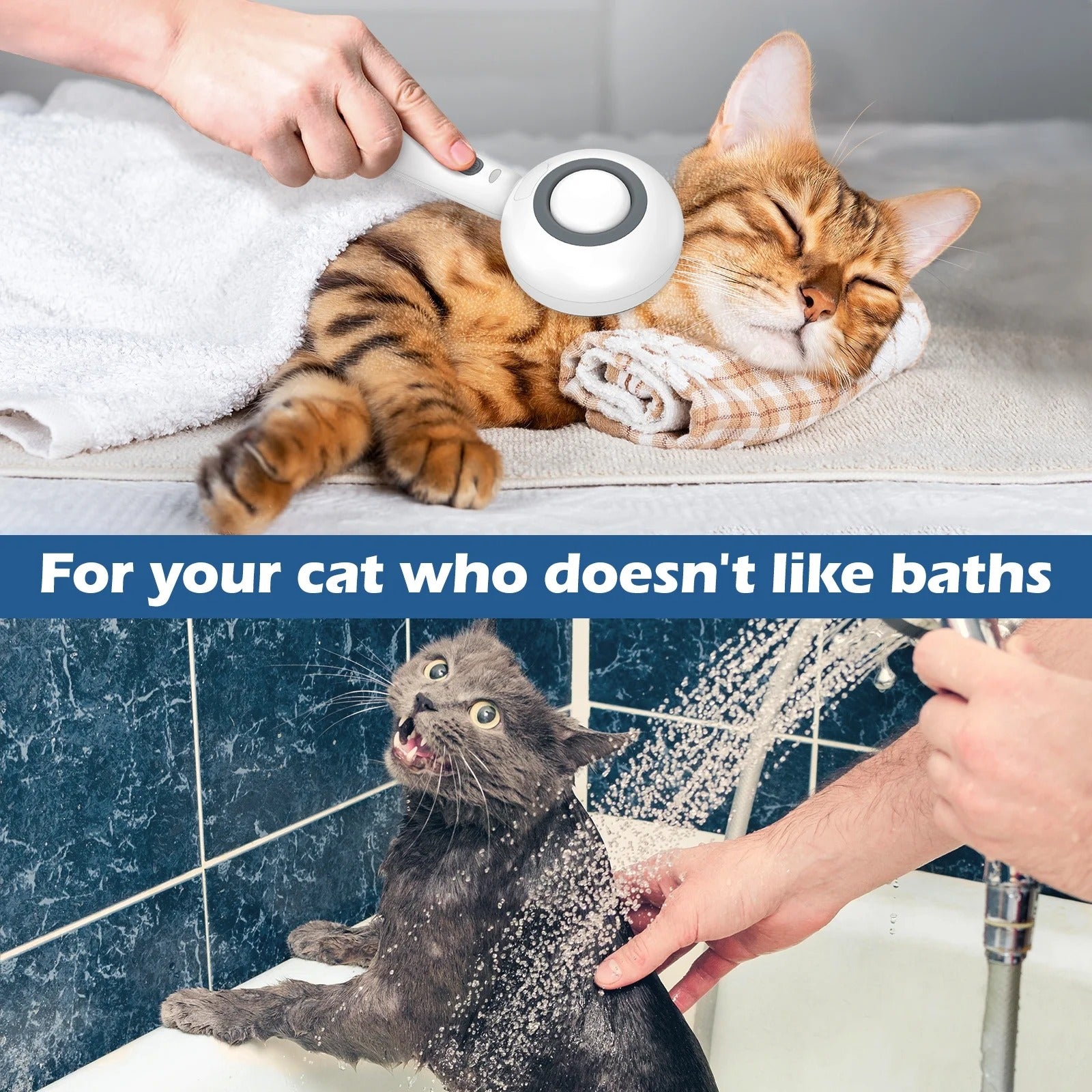 3-in-1 Cat Steam Brush, Self-Cleaning Hair Removal Grooming Brush with Steam Spray for Cats and Dogs