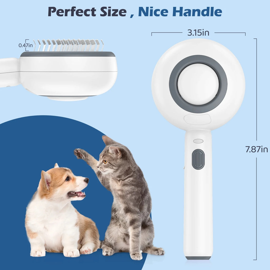 3-in-1 Cat Steam Brush, Self-Cleaning Hair Removal Grooming Brush with Steam Spray for Cats and Dogs