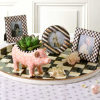 Courtly Check Enamel Round Tray