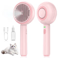 3-in-1 Cat Steam Brush for Grooming, Self-Cleaning Hair Removal Brush with Steam Spray for Cats and Dogs - Pink