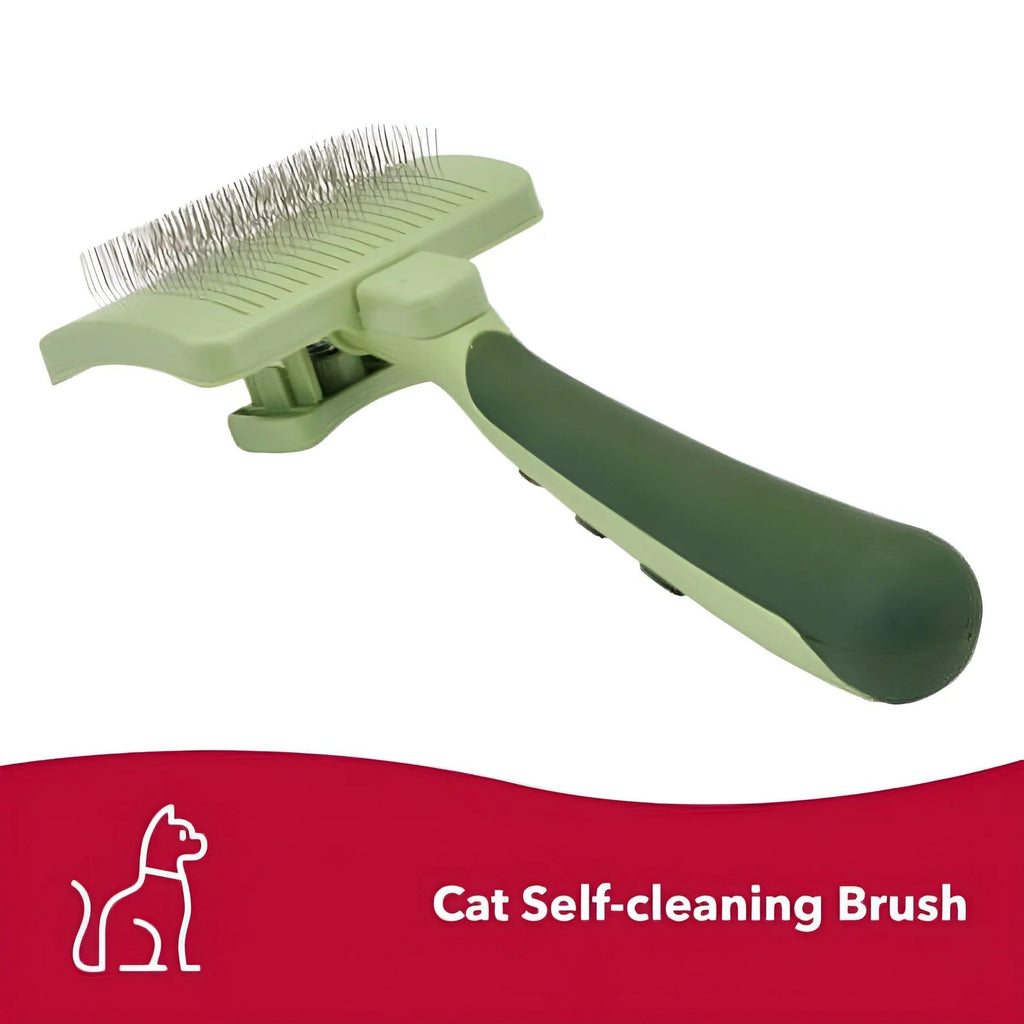 Cat Self-Cleaning Slicker Brush for Cats, Grooming Tool for Shedding, Tangle-Free Coat, Comfortable Cat Grooming Supplies