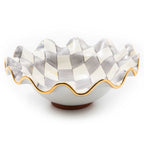 Handmade Sterling Check Medium Ceramic Fluted Serving Bowl
